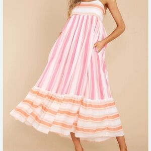 Olivia James The Label Pink Malin And Orange Stripped Maxi Dress Size Small